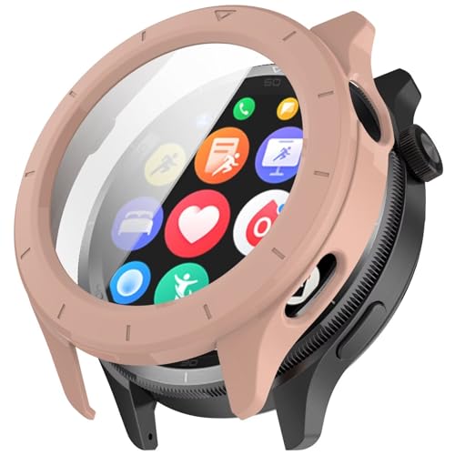 FTRONGRT Funda Compatible con Xiaomi Watch S4 / eSIM, PC + Película Templada, Todo Incluido Anti Rasguños Estuche Protector. Rosa