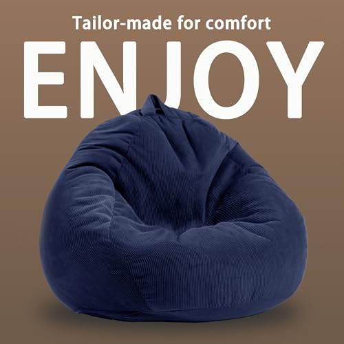 Enbaohui 3Ft Memory Foam Bean Bag Chairs For Teens Or Adults With Filling Bean Bag Sofa With Handle Super Soft Washable Corduroy Fabric Lazy Sofa 3 Foot Black thumb #2