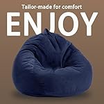 ENBAOHUI 3FT Memory Foam Bean Bag Chairs for Teens or Kids with Filling Bean Bag Sofa with Handle Super Soft Washable Corduroy Fabric Lazy Sofa 3 Foot Blue - Image 3