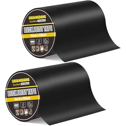 CHUANGDANG Black Joist Tape for Decking,0.7mmx6inx50ft,2-Pack,Anti-Corrosion,Weather-Resistant Butyl,Flashing Tape for Deck,Joist,Roofs Beams,RV,Doors,and Fences,Waterproof Butyl sealant Joist Tapes