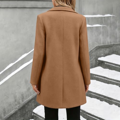 Women's Pea Coat Lapel Collar Single Breasted Mid Length Fall Winter Coat - image 6