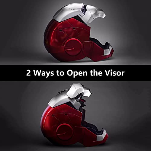 MARVEL Legend Iron Man Mk5 Electronic Helmet Jarvis 1:1 Wearable English Voice Control Electric Opening and Closing Mask with Touch Sensor Avengers Movie Role-playing Halloween Cosplay, Red