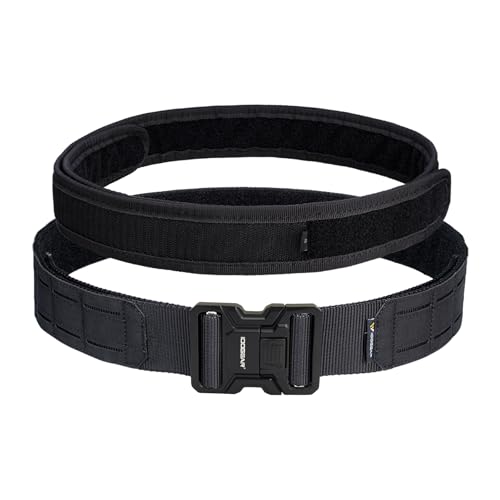 IDOGEAR Ceinture tactique MOLLE 2 pouces à boucle métallique à dégagement rapide pour Milsim(Black, Medium)