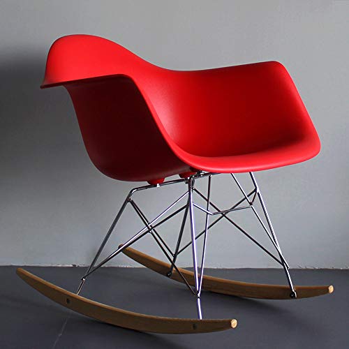 Fly Folding stool C-K-P Lounge chair, Nordic style rocking chair home balcony lounge chair lazy couch chair designer chair lounge chair white lazy chair (Color : RED)