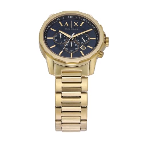 Armani Exchange Goldfarbene Herrenuhr, Quarz-Chronographenwerk und 44mm Gehäusegröße mit Edelstahlarmband – Ansicht 5