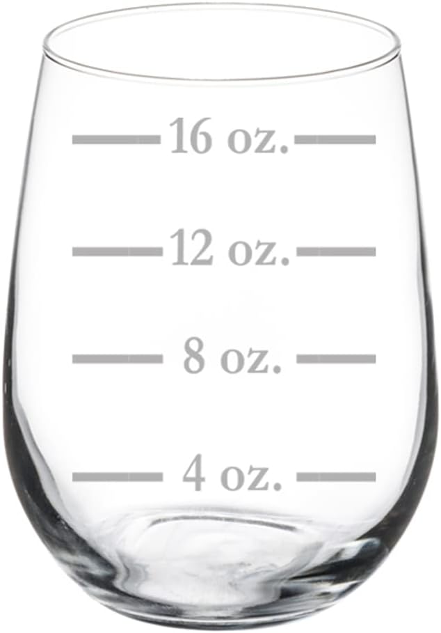 Wine Glass Goblet Measuring Cup Ounces (17 oz Stemless) (Pack of 2)