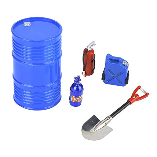 RC Crawler Accessory Simulation Including Oil Drum Shovel Nitrogen Bottle Fire Extinguisher Oil Tank(Blue)