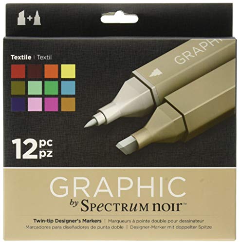 Spectrum Noir Graphic - Designer Marker met dubbele punt - textiel, 12 stuks