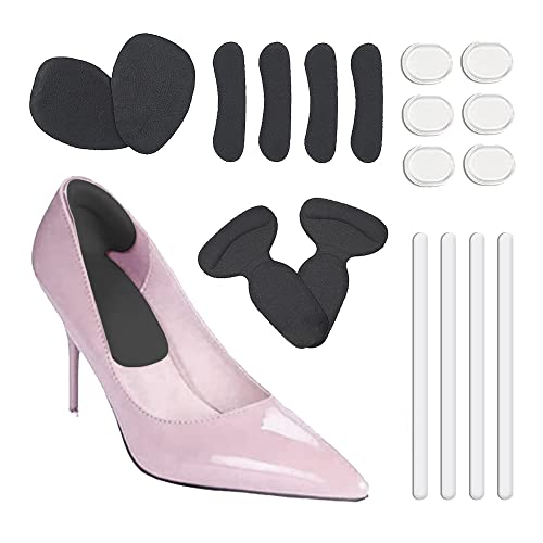 Juego de almohadillas antideslizantes, alivio del dolor de pies, plantillas de gel antideslizantes de silicona para zapatos de tacón (negro) Cover