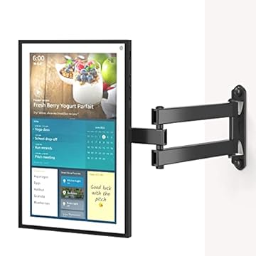 WALI Suporte para Echo Show 15, suporte de parede ajustável com braço de extensão resistente de 38 cm, giratório giratório de inclinação para Alexa Echo Show 15, comporta até 15 kg, preto