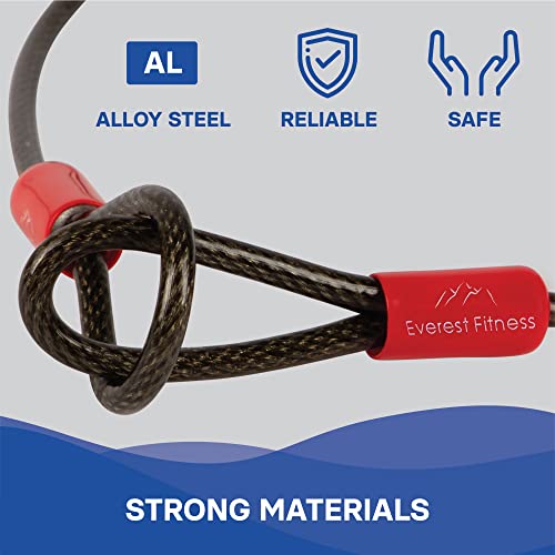 Everest Fitness Cable Lock - 16.4 Ft In Length Security Bike Locks With Loops - Heavy Duty Anti Theft Plastic Coated Steel Cable #TOP1