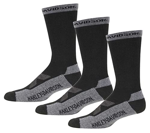 Harley-Davidson Men's Moisture Wicking Mesh Core Riding Socks - Black, 3 Pairs
