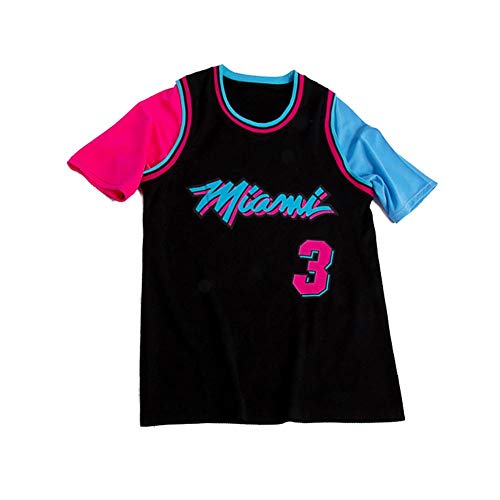 JHuA Camiseta de Baloncesto Miami Heat-Wade, sin City Retro Trend Manga Corta Fake Two