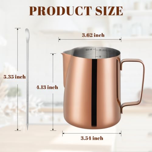 Image of Amrules Milk Frothing Pitcher 20oz Frother Cup Barista Tools, Rose Gold