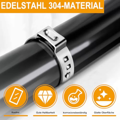 JAYZUUM 160PCS Einohr-Schlauchschellen aus Edelstahl mit Schlauchklemmzange – 14 Größen (5.3-33.1mm) | Robuste Klemmschellen für Schläuche