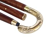 Antique Brass Walking Stick Walking Cane - 36' Golden Head Handle Walking Stick With Solid Brass Handle - Premium Wooden Lightweight Foldable Designer Walking Stick For Men Women Best Gift Idea