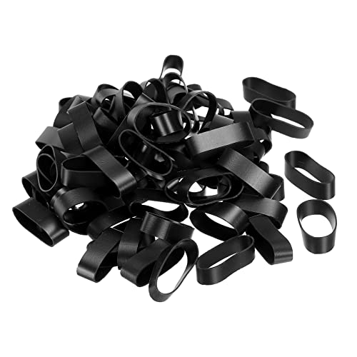 PATIKIL Silicone Rubber Bands Cable Ties 100pcs Non-Slip 0.9" Flat Black for Cord Wrapping Bag Wraps, Art
