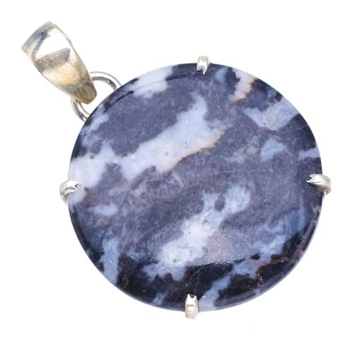 Pendentif en Pinolith Jasper et argent 925 fait main S0957 - Bijou naturel unique de 3,81cm