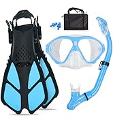 GoOsprey Snorkeling Gear for Kids with Panoramic Snorkling Mask+Foldable Dry Snorkel+Adjustable F...