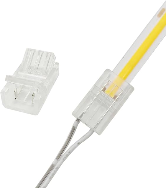 Masterwon 2-Pin COB LED Strip Connectors 8mm Unwired Clips Solderless Adapter Terminal Extension Connection for 12v High Density LED Strip Lights