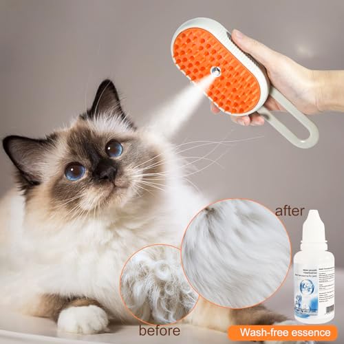 Image of Cat Steam Brush, 4-in-1 Steam Brush For Cats, Electric Misting & Massage Tool For Cat Shedding Control, Gentle Grooming Cleaner, All-in-1 Pet Care Solution(White)