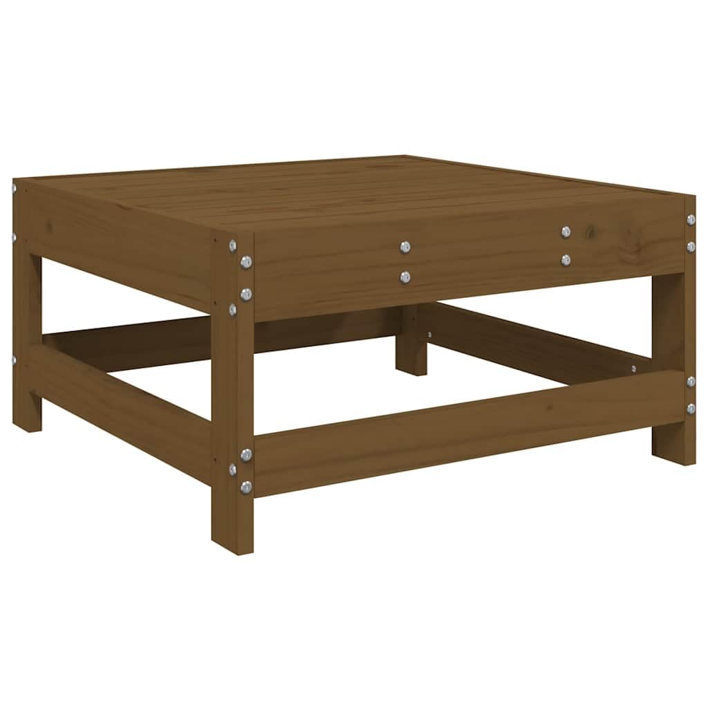Taboret ogrodowy miodowo-brązowy, lite drewno sosnowe, 62 x 62 x 32 cm, z poduszką w kolorze taupe, wytrzymały, na taras, zestaw mebli na zewnątrz
