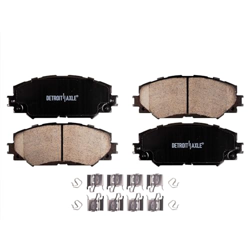 Image of Detroit Axle - Front Brake Pads for Scion xB xD Toyota Corolla Matrix | Prius V Rav4 Lexus HS250h Pontiac Vibe, Ceramic Brake Pads w /Hardware Replacement