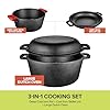 Modern Innovations 3-in-1 Dutch Oven & Skillet Combo, Preseasoned Cast Iron Cookware Set, 5QT Dutch Oven, 1.6QT Skillet with Lid, Versatile Pots and Pans for Camping & Home Cooking #2