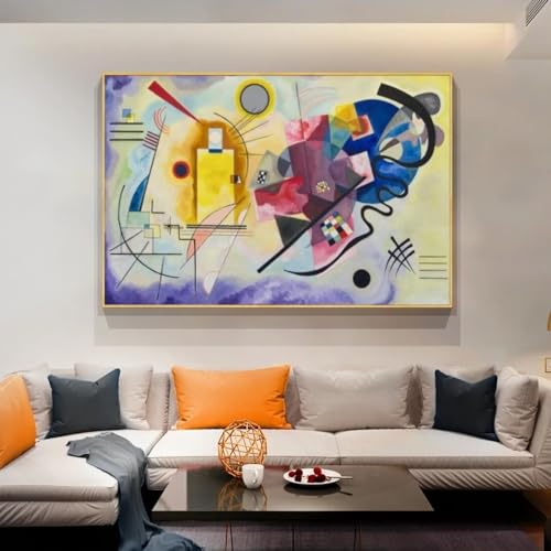 Peintures murales Jaune Rouge Bleu Kandinsky : toile décoration murale salon