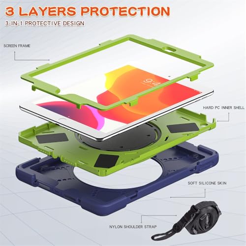 Housse iPad 10.2 antichoc JZ avec support rotatif et sangle ajustable