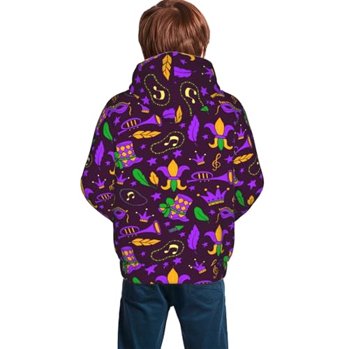 Mardi Gra2 Kid Hoodies Boys Sweatshirts Girls Pullover with Pocket4