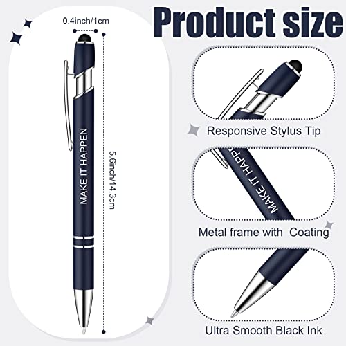 Zonon 12 Pieces Quotes Pen Inspirational Ballpoint Pen With Stylus Tip Motivational Messages Pen Metal Inspirational Pen Set Metal Black Ink Pens Stylus Pen (Motivational Style, Navy) #TOP1