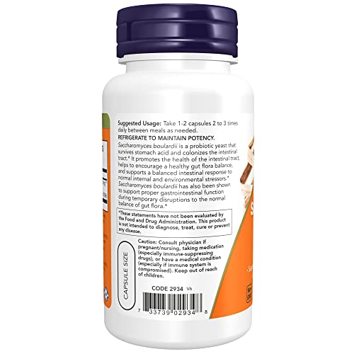 Now Supplements, Saccharomyces Boulardii, 5 Billion Cfu Probiotic, 60 Veg Capsules #TOP2