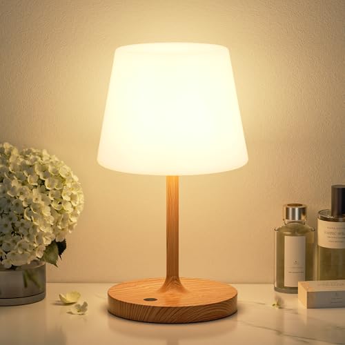 Shower Lamp IP54 Waterproof, Cordless Rechargeable Table Lamp, Outdoor Use | 4000mAh Battery Operated, Dimmable Touch Desk Light for Bathroom, Bathtub, Kitchen, Bedroom, Patio, Camping, Wood Grain 1Pack - image 8
