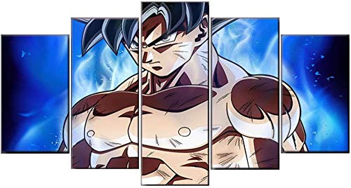 HAOSHUNDA Dragon Ball Z and Super Goku Dragon Ball Goku Poster 5 Panel Canvas Print Wall Art Painting Pictures Gallery Wrappedï¼ˆFramedï¼‰ (8x14x2,8x18inx2,8x22inx1, Gallery Wrappedï¼ˆFramedï¼‰ 16)