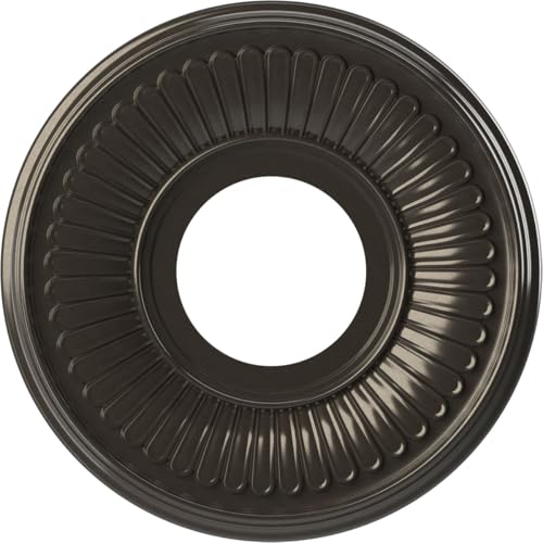 Image of Ekena Millwork CMP10BECCH Berkshire Thermoformed PVC Ceiling Medallion (Fits Canopies up to 4 1 /2 inch), 10 inchOD x 3 1 /2 inchID x 3 /4 inchP, Metallic Charcoal