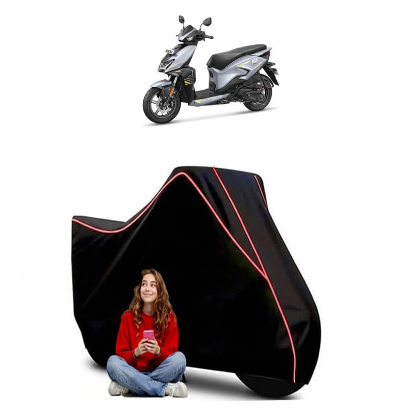 Image of Xoom Combat Edition Scooty Bike Cover Water Resistant Outdoor Use Universal Fit Scooters Motorcycles Heavy Duty UV Protection Dust Rain Scratch Resistant Elastic Bottom Black Blue Piping