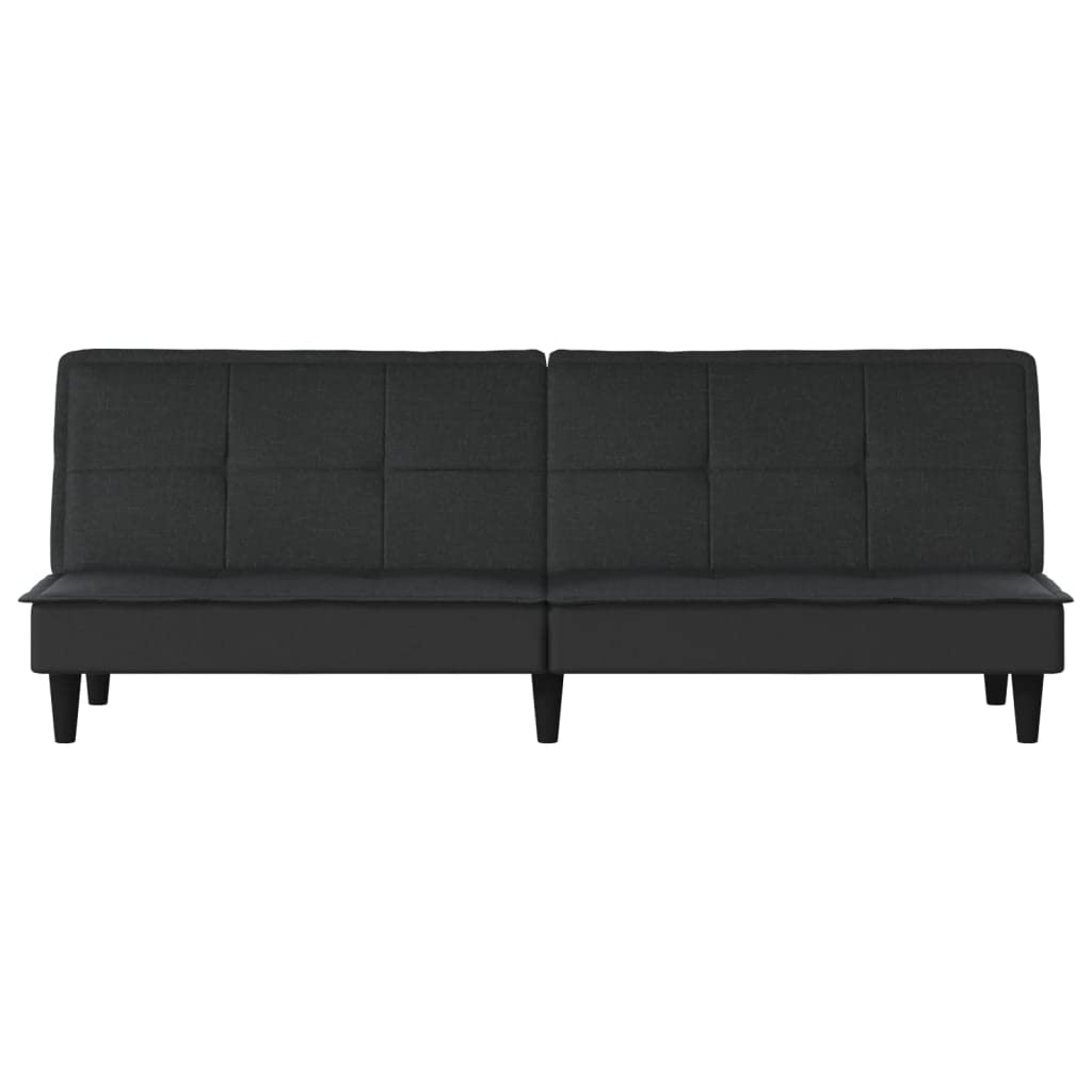 Schlafsofa Schwarz Stoff 200 cm Breit Modernes 3-Fach Verstellbares Rückenlehnen Design aus Kunstleder & Polyester für Wohnzimmer Gästezimmer Büro