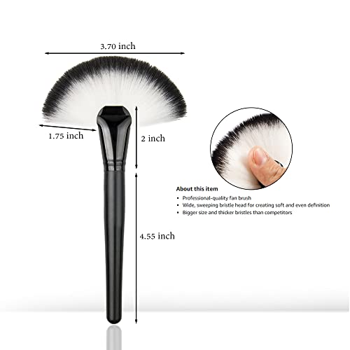 Skypia Single Large Fan Facial Makeup Brush Professional Highlighting Brush Blush Bronzer Cheekbones Brush, Face Makeup Brush Powder And Dense Soft Foundation Make Up Tool, Black #TOP1