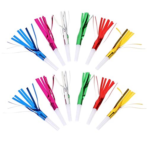 SOPOTUTU 24 Piezas Silbatos Fiesta Infantiles con Flecos Metálicos Fabricantes Ruido para Cumpleaños y Bodas Juguetes Ruidosos