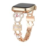Watbro Correa de reloj de metal compatible con correas de Apple Watch para mujer de 46 mm, 40 mm, 41 mm, 38 mm, 44 mm, 45 mm, 42 mm, 49 mm, bonita correa de metal con dije de caricatura para iWatch