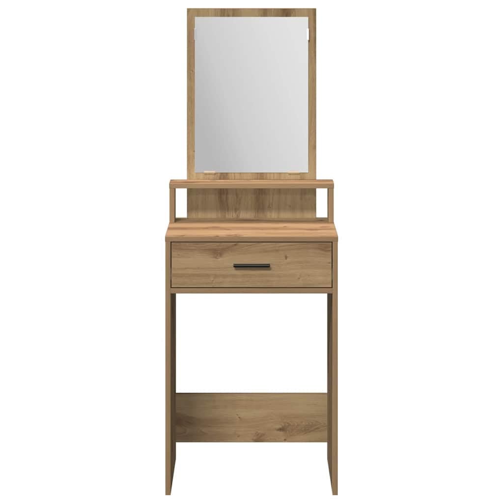 Toaletka Artisan dąb drewnopochodny, 50 x 41 x 140 cm, z lustrem i miejscem do przechowywania, stabilna, trwała, do sypialni, nowoczesna, minimalistyczna, zajmująca niewiele miejsca toaletka