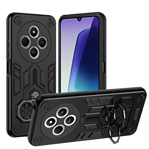 Ή@ for Redmi 14C / A4 / A3 Pro / 14R,Ή@ for Xiaomi Poco C75 LbNX^hyPC+TPUz2 in 1 ϏՌEϗیP[X Black