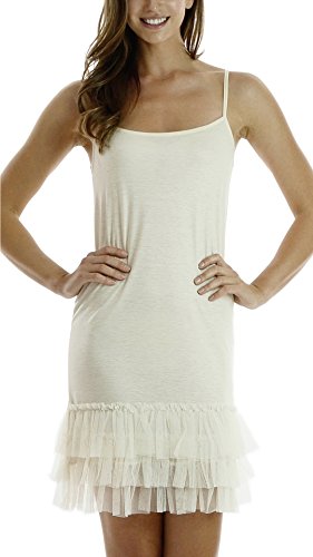 Melody Women's Knit Camisole Full Slip Dresses Cream #TOP4