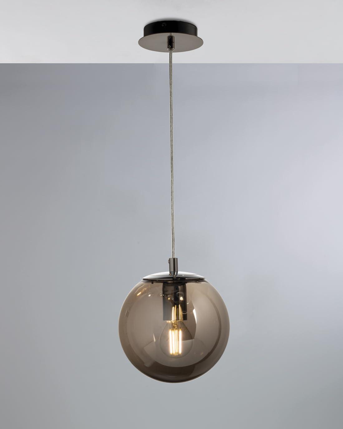 LEOLUX Gaia | Lampadario Cameretta, Soggiorno, Camera Da Letto. Con Altezza Regolabile E Facile Da Montare Al Soffitto. Lampadario A Sospensione Moderno Con Vetro Fumè