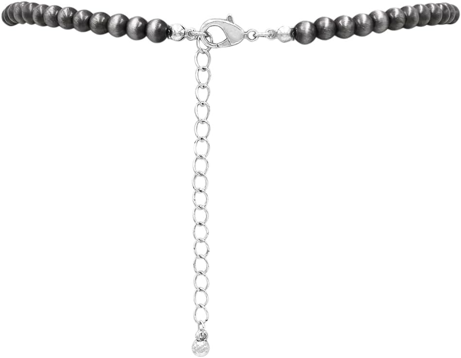 Rosemarie & Jubalee Women’s Cowgirl Chic Western Style Statement Turquoise Howlite Stone Concho Pendant Necklace Earrings Set, 18"+3" Extender