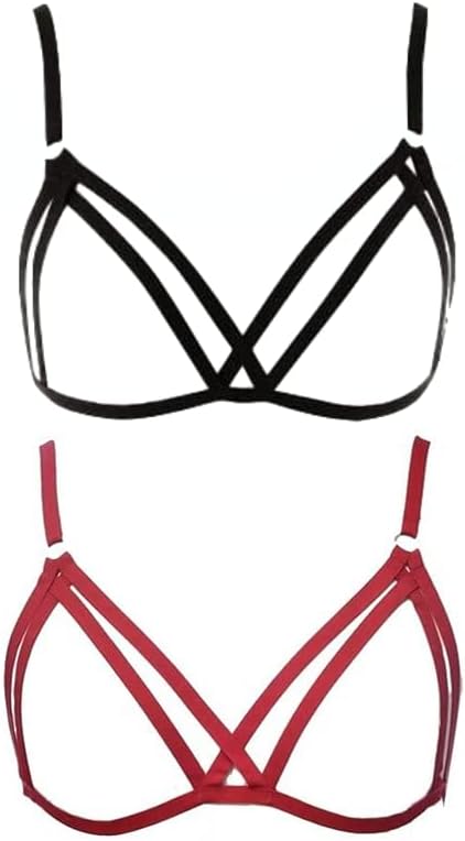 Women Sexy Elastic Harness Lingerie Hollow Out Cupless Cage Bra