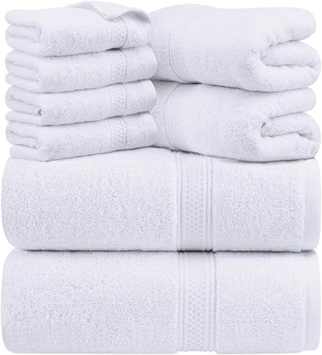 Image of Utopia Towels Set, 16 Bath Towels, 16 Hand Towels, and 32 Washcloths, 600 GSM Ring Spun Cotton Highly Absorbent Towels for Bathroom, Shower Towel, (Pack of 64) (White)