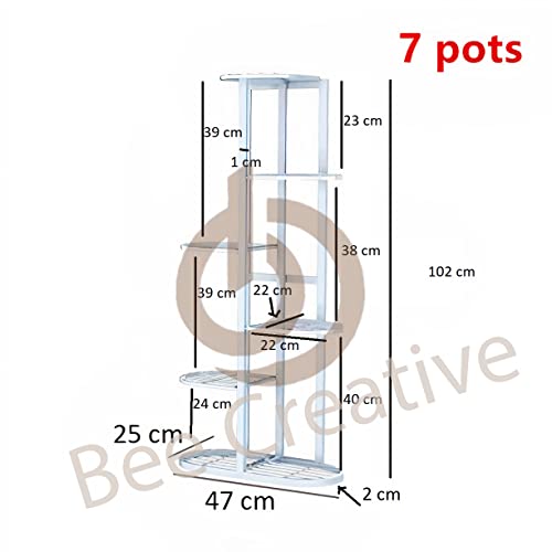 Image of Bee Creative Trendy Luxury Metal 6 Tier 7 Potted Plant Stand Multiple Flower Pot Holder Shelves Planter Rack Storage Organizer Display For Indoor Outdoor Size- Hxl 41X18 Inch