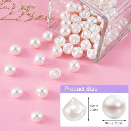 Image of Pack of 15 pcs Round Pearl Buttons with Hole Diameter 10 mm, for Sewing and Art and Craft | White Plastic Pearl Bead Decoration Accessories for Sewing Dress Sweater Skirt Shirt DIY Jewelry Making